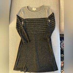Ella Mara Anthropologie gray striped long sleeve dress size XS